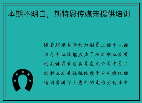 本期不明白，斯特恩传媒未提供培训